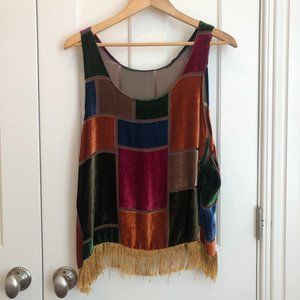 Vintage Slinky Velvet Burnout Tunic with Fringe